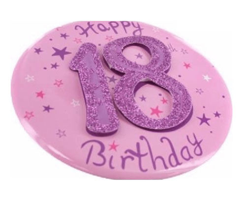 Picture of 18TH BIRTHDAY JUMBO 3D BADGE PINK - 15CM